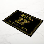 第32回誕生日パーティー – アールデコスタイル「32」 +名前 箔招待状 (回転した状態)