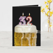 第32回誕生日ビアオンブラック カード (黄色い花)