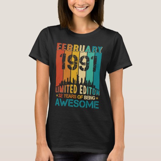 第32回誕生日1991年2月32歳 Tシャツ (正面)
