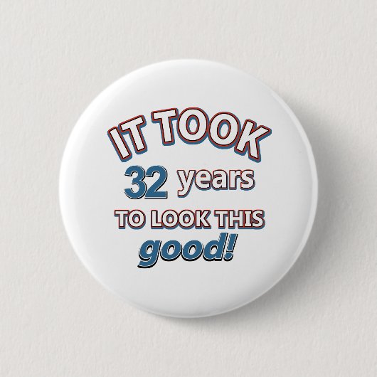 第32年の誕生日のデザイン 缶バッジ (正面)