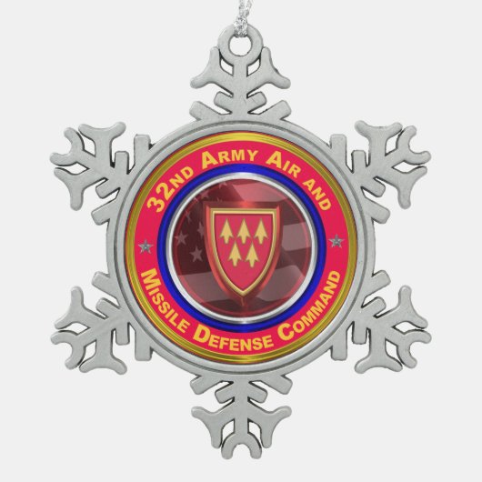 第32次陸軍・ミサイル防衛司令部 スノーフレークピューターオーナメント (正面)
