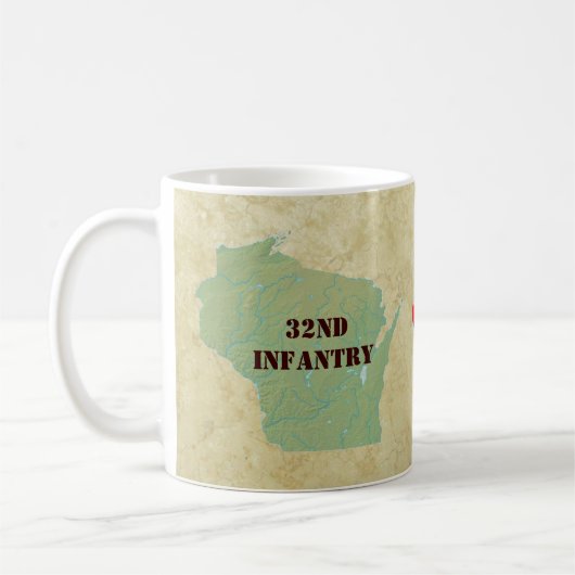 第32歩兵のウィスコンシンの赤い矢の組の軍隊 コーヒーマグカップ (左)