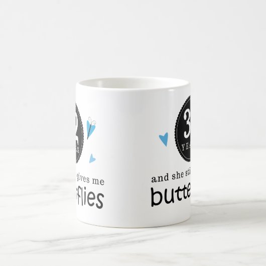 第32結婚記念日の蝶のためのギフト コーヒーマグカップ (中央)