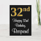 第32誕生日~ラグジュアリーエレガントなフェイク金ゴールドルック# カード (正面)
