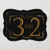 第32、誕生会第32、素晴らしいのGatsby、黒及び金ゴールド 招待状 (正面/裏面)