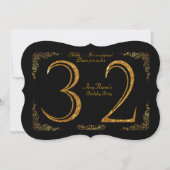 第32、誕生会第32、素晴らしいのGatsby、黒及び金ゴールド 招待状 (正面)