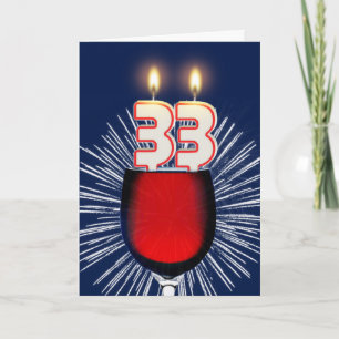 第33ワインおよび蝋燭との誕生日 カード