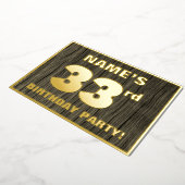 第33回誕生日パーティはっきりしたーフェイク:, Wood Grain Pattern 箔招待状 (回転した状態)