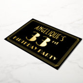 第33回誕生日パーティー:アールデコ検索"33"、名前 箔招待状 (回転した状態)