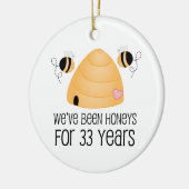 第33記念日のカップルのギフト セラミックオーナメント (左)