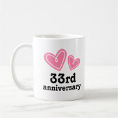 第33記念日のギフトのハート コーヒーマグカップ (左)