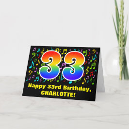 第33誕生日:ミュージカラフルックシンボルとレインボー33 カード