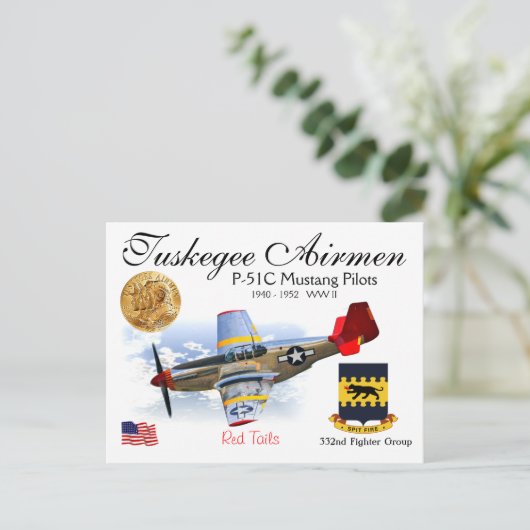 第332戦闘機Sq-P-51Cマスタン戦闘機隊 ポストカード (スタンド正面)