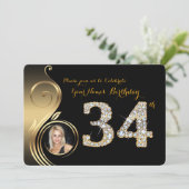 第34の誕生日の招待状、数ダイヤモンド、写真2 招待状 (スタンド正面)