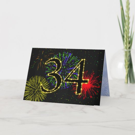 第34回誕生日パーティーへの招待 招待状 (正面)