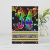 第34回誕生日パーティー招待（バブル付き） 招待状 (スタンド正面)