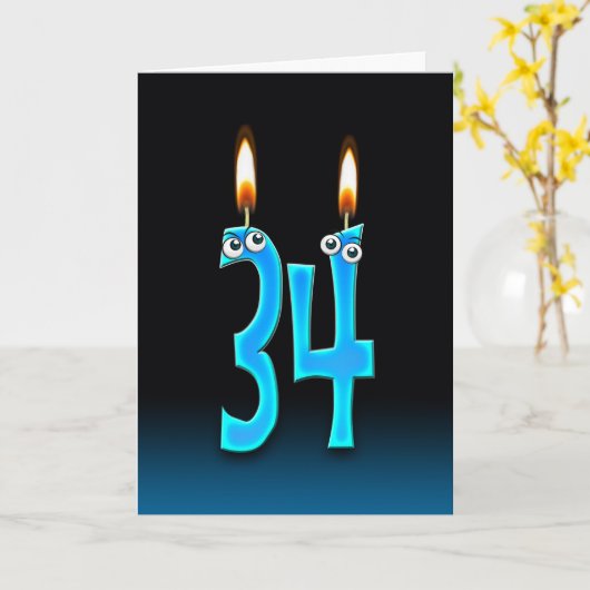 第34誕生日キャンドル カード (黄色い花)