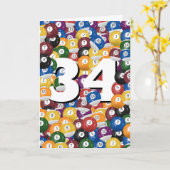 第34誕生日ビリヤード・ボール カード (黄色い花)