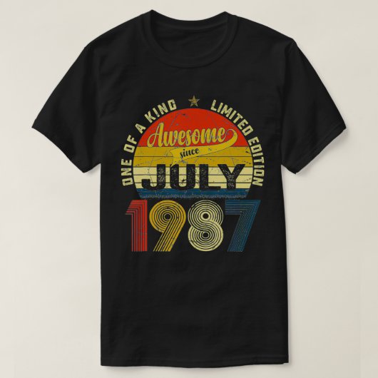 第34誕生日装飾1987年7月男性女性34Y Tシャツ (デザイン正面)