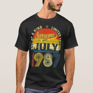 第34誕生日装飾1987年7月男性女性34Y Tシャツ