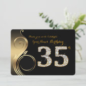 第35の誕生日の招待状、数ダイヤモンド、写真 招待状 (スタンド正面)