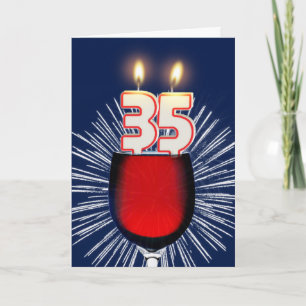 第35ワインおよび蝋燭との誕生日 カード