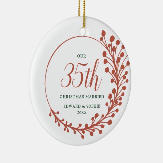 第35回クリスマスマイルスト結婚したーンパーソナライズされた セラミックオーナメント (右)