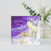 第35回バースデーパーティーエレガントパープル金ゴールド 招待状 (スタンド正面)