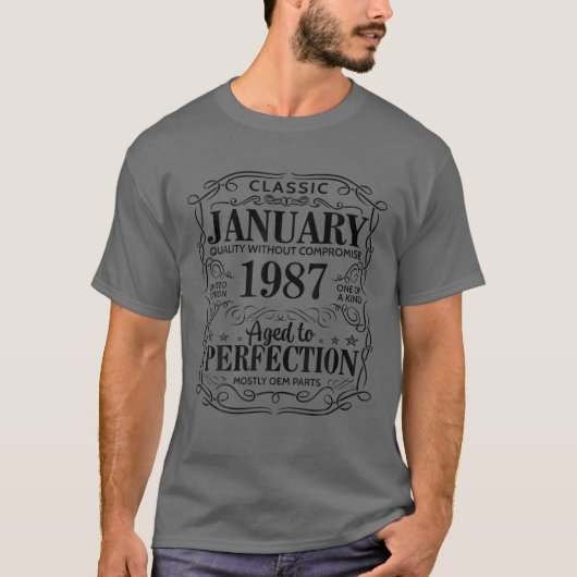 第35回誕生日ギフトの完成度1987年1月35日 Tシャツ (正面)