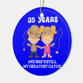 第35彼のための結婚記念日のおもしろいなギフト セラミックオーナメント (左)