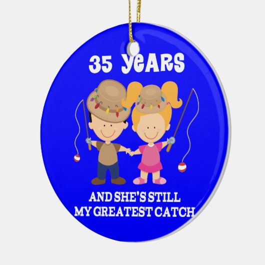 第35彼のための結婚記念日のおもしろいなギフト セラミックオーナメント (左)
