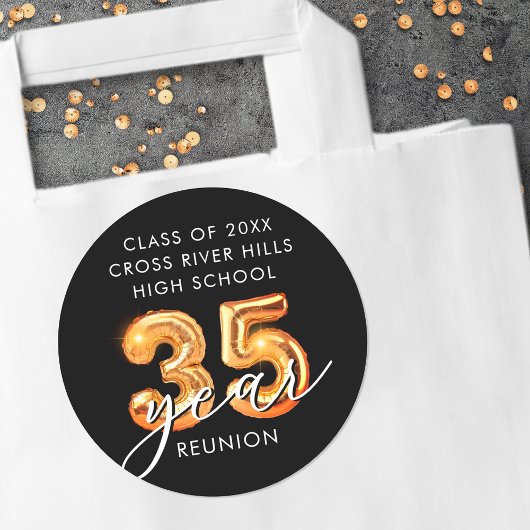 第35期クラス懇親会ブラックオレンジバルーン番号 ラウンドシール