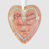 第35結婚記念日の珊瑚|のダイヤモンドの記念品 オーナメント (正面)