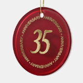 第35記念日の赤いワックスのシール セラミックオーナメント (左)