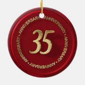 第35記念日の赤いワックスのシール セラミックオーナメント (裏面)