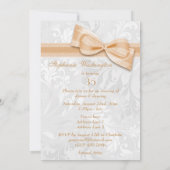 第35誕生会のダマスク織およびフェイクな弓 招待状 (裏面)