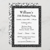 第35誕生会の白黒パターン 招待状 (正面/裏面)