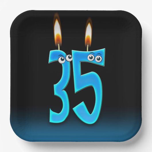 第35誕生日ろうそく目玉 ペーパープレート (正面)