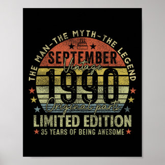 第35誕生日ギフトヴィンテージ1990年9月35年 ポスター