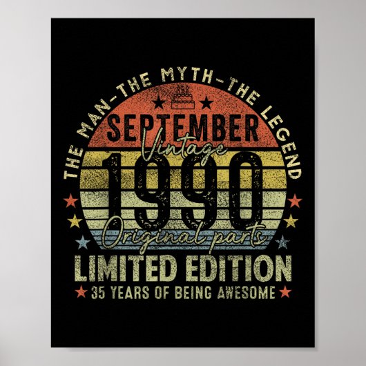 第35誕生日ギフトヴィンテージ1990年9月35年 ポスター (正面)