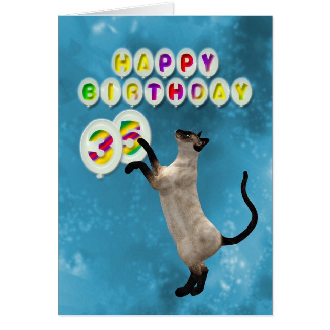 第35誕生日シャム猫カード (正面)