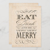 第35誕生日ディナー食べパーティードリンクとビーメリーブ 招待状 (正面/裏面)