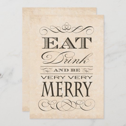 第35誕生日ディナー食べパーティードリンクとビーメリーブ 招待状 (正面/裏面)