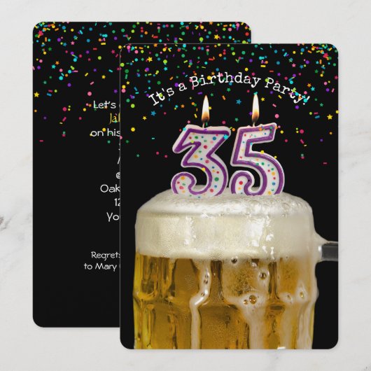 第35誕生日ビールパーティー 招待状 (正面/裏面)