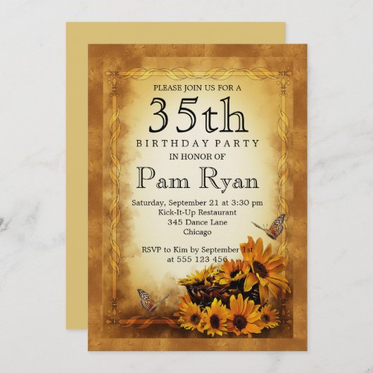 第35誕生日 招待状 (正面/裏面)