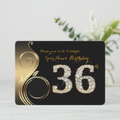 第36の誕生日の招待状、数ダイヤモンド、写真 招待状 (スタンド正面)