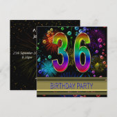 第36回誕生日パーティー招待(バブル付き) 招待状 (正面/裏面)