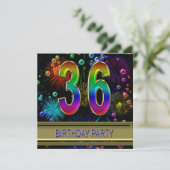 第36回誕生日パーティー招待(バブル付き) 招待状 (スタンド正面)