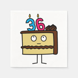 第36蝋燭が付いているお誕生日ケーキ スタンダードカクテルナプキン