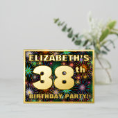 第38回誕生日パーティはっきりしたーカラフル, Fireworks Look 箔招待状ポストカード (立ち正面)